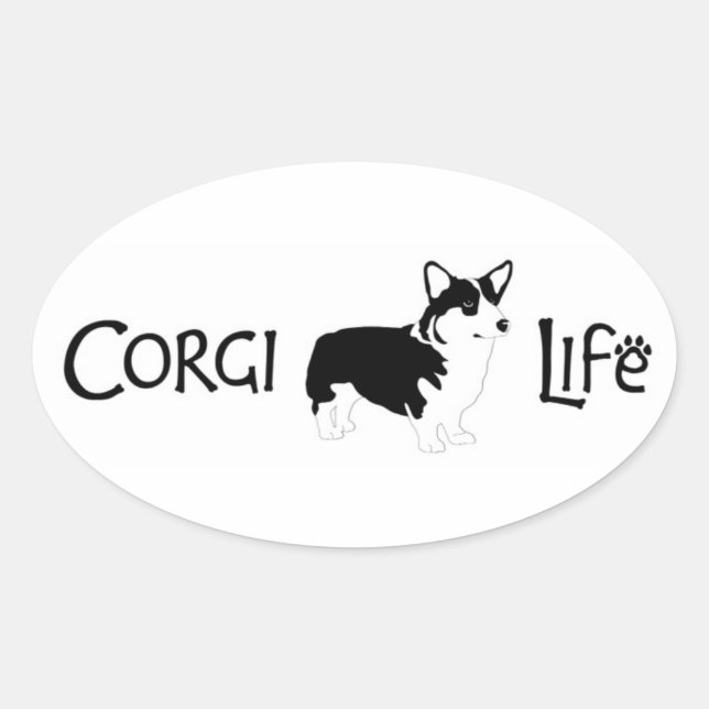 Corgi Ovaler Aufkleber (Vorderseite)