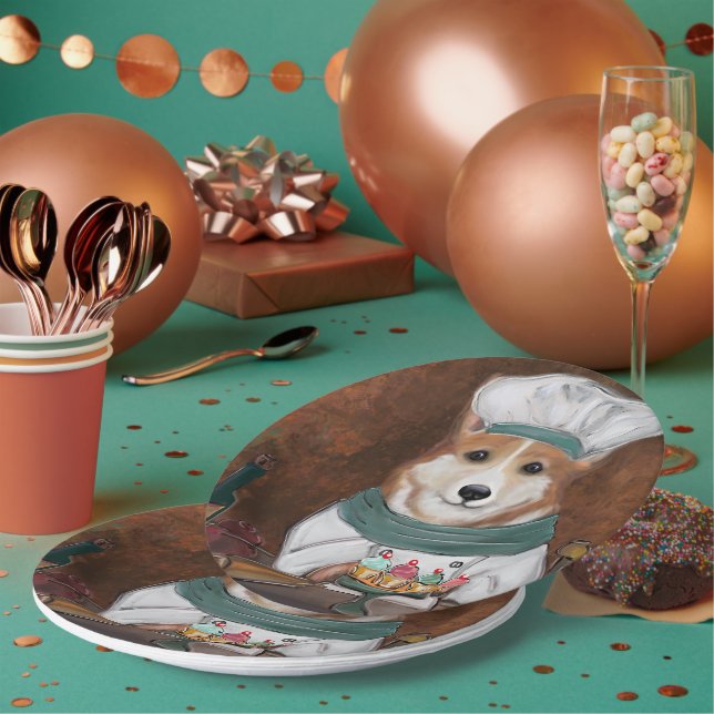 Corgi Pappteller (Multi)