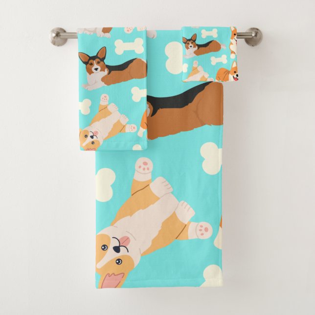 Corgi Pattern Badhandtuch Set (Insitu)
