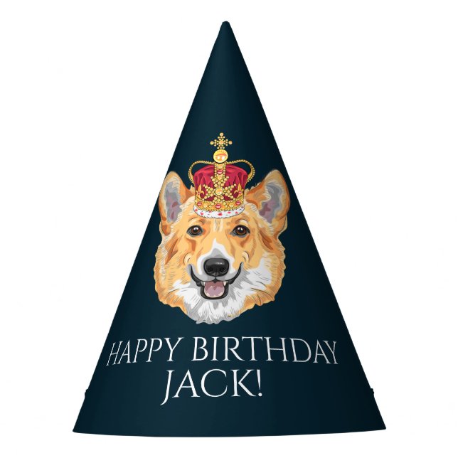 Corgi Personalisiert Royal Partyhütchen (Vorderseite)