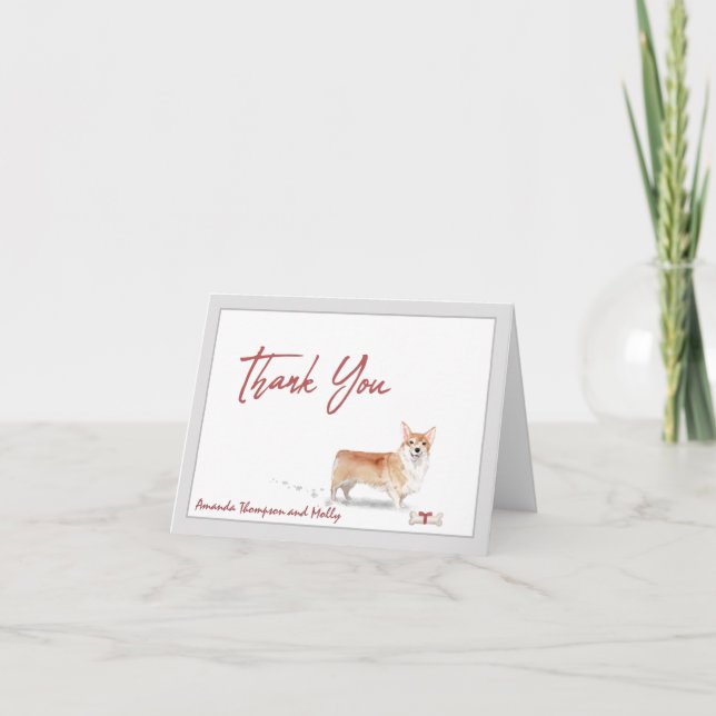 Corgi Pet Hund personalisiert Knochenband    Dankeskarte (Vorderseite)