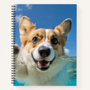 Corgi Pet Hund Tierspass Wasser spielen Notizbuch