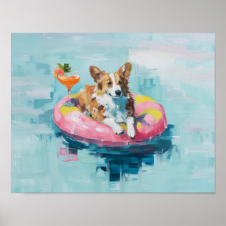 Corgi Pool Schwimmbad Kunstdruckerei: Dekoration d