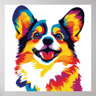 Corgi Portrait Illustration Aquarellmalerei Poster