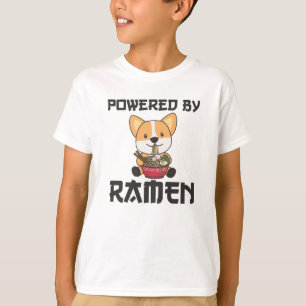 Corgi Powered by Ramen Niedlich Kawaii Noodle Hund T-Shirt