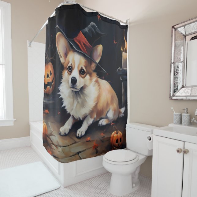 Corgi Pumpkins Halloween Beängstigend Duschvorhang (Beispiel)