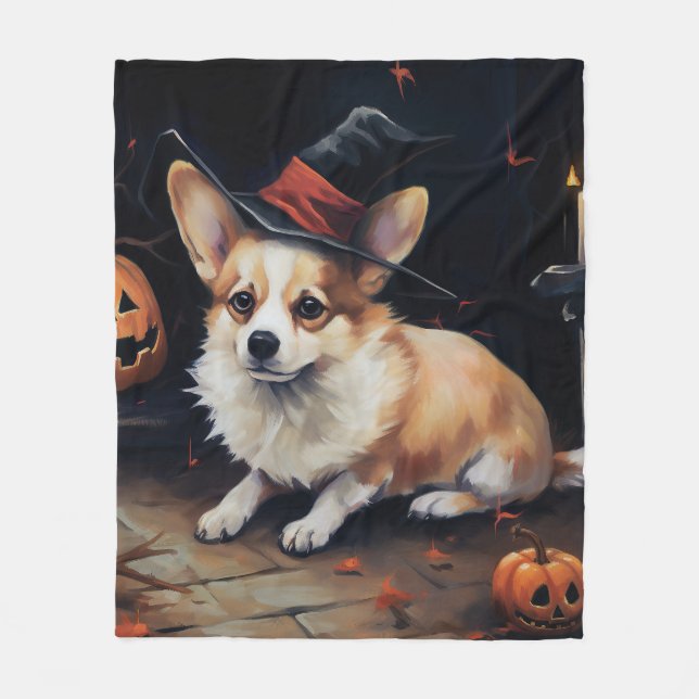 Corgi Pumpkins Halloween Beängstigend Fleecedecke (Vorderseite)