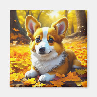 Corgi Puppy Dog Spielen im Herbst Blätter