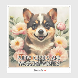 Corgi Puppy Kisses - Muttertagsaufkleber Aufkleber