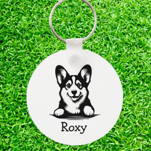 Corgi Puppy Personalisiert Theme Schlüsselanhänger (Carry your love for Corgis everywhere with a personalized Corgi puppy keychain.)