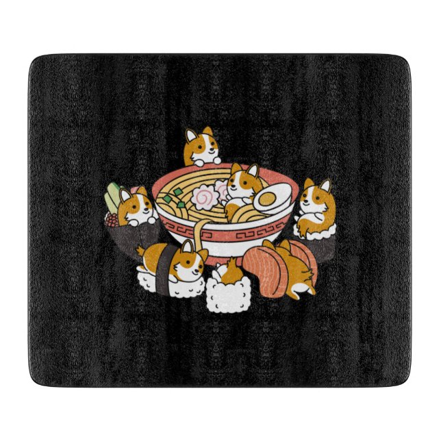 Corgi Ramen Sushi Schneidebrett (Vorderseite)