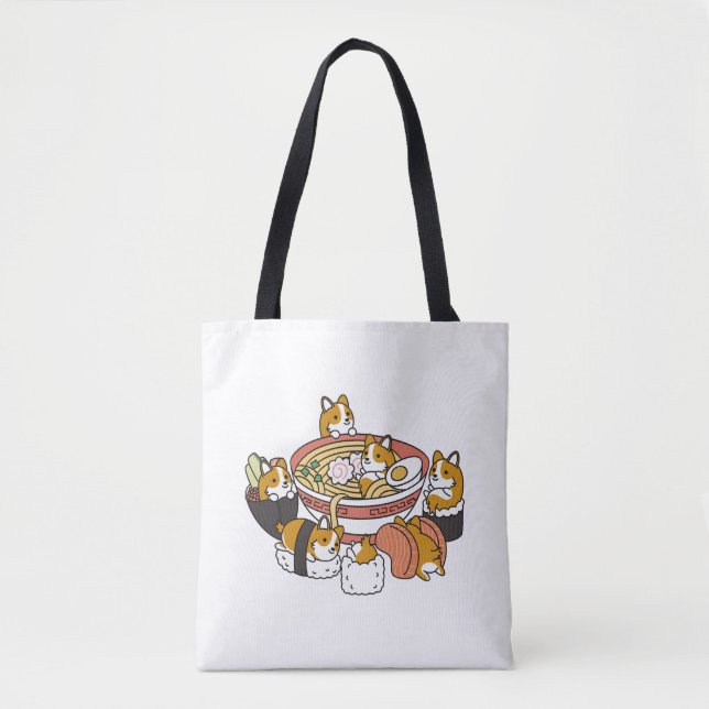 Corgi Ramen Sushi Tasche (Vorderseite)