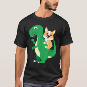 Corgi Riding T Rex Cool Dinosaur Dino Dog Hallowee T-Shirt