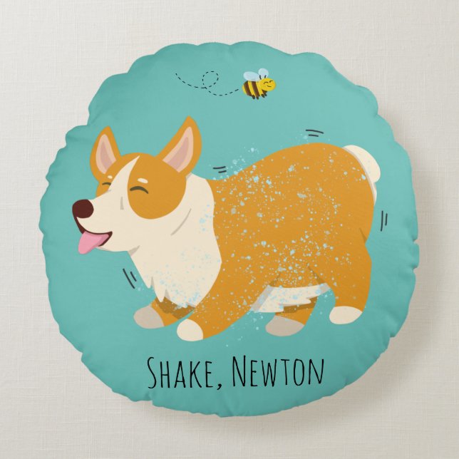 Corgi Round Pillow Rundes Kissen (Vorderseite)