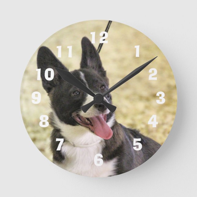 Corgi Runde Wanduhr (Vorderseite)