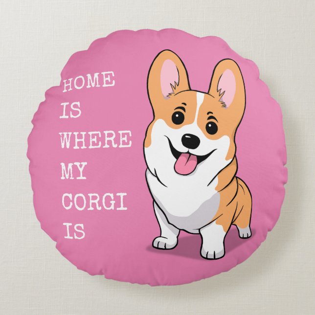 Corgi Rundes Kissen (Vorderseite)