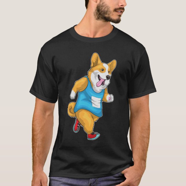 Corgi Runner-Sportler T-Shirt (Vorderseite)