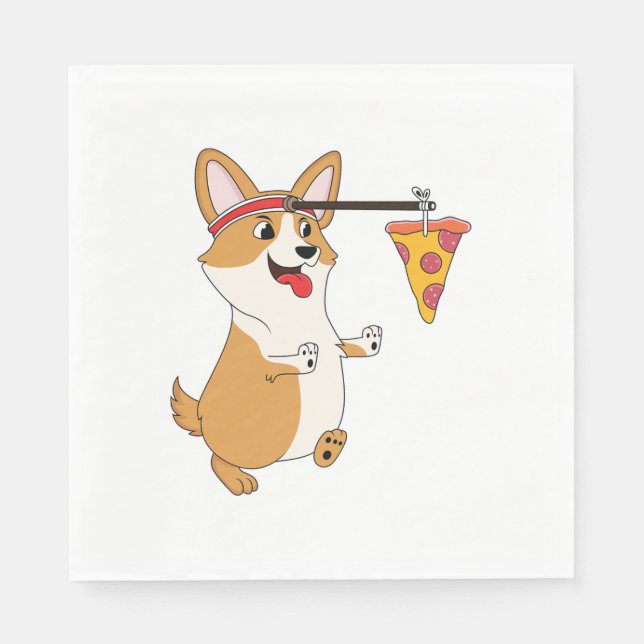 Corgi Running Pizza Serviette (Vorderseite)