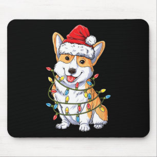 Corgi Santa Christmas Tree Lights Xmas Mousepad