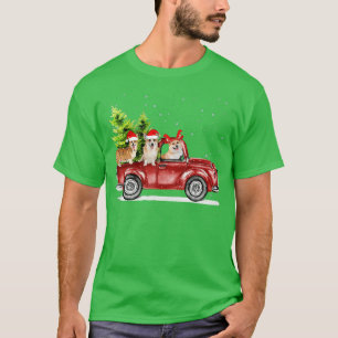Corgi Santa Reindeer Red Truck Snow Weihnachtsbaum T-Shirt
