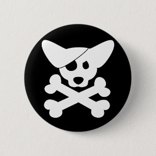Corgi-Schädel u. Knochen-Knopf Button