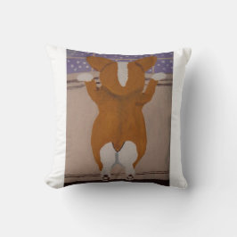 Corgi schaut aus dem Fenster T-Shirt Kissen