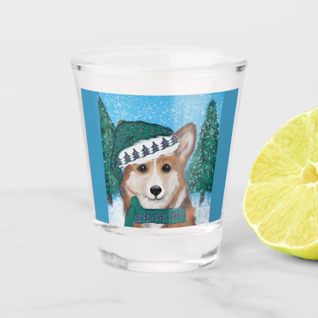 Corgi Schnapsglas (Vorderseite)