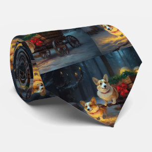 Corgi Schneeschlitten Weihnachtsdekoration Krawatte