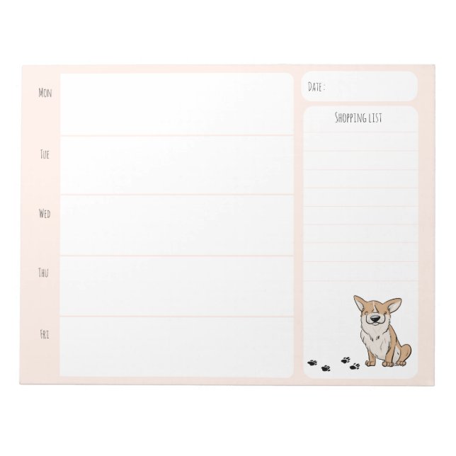 Corgi School Lunch Planet Notepad Notizblock (Vorderseite)
