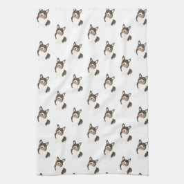 Corgi (Schwarze gekleidete Trikolore) Geschirrtuch