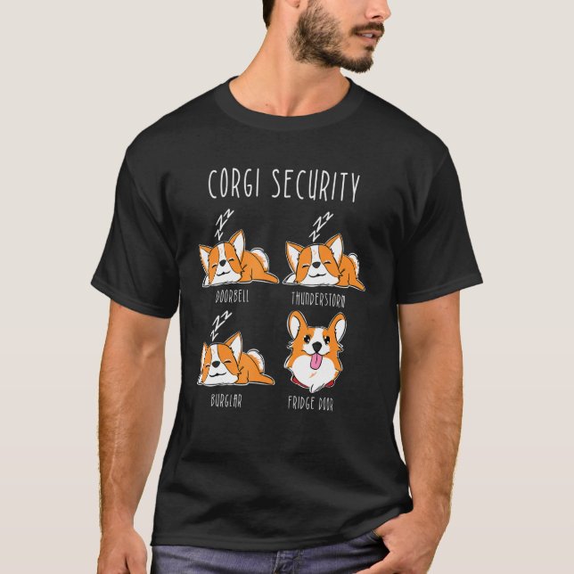Corgi Security Corgi Hunde Humor T-Shirt (Vorderseite)