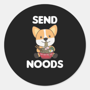 Corgi Send Noods Ramen Niedlich Kawaii Hunde Runder Aufkleber