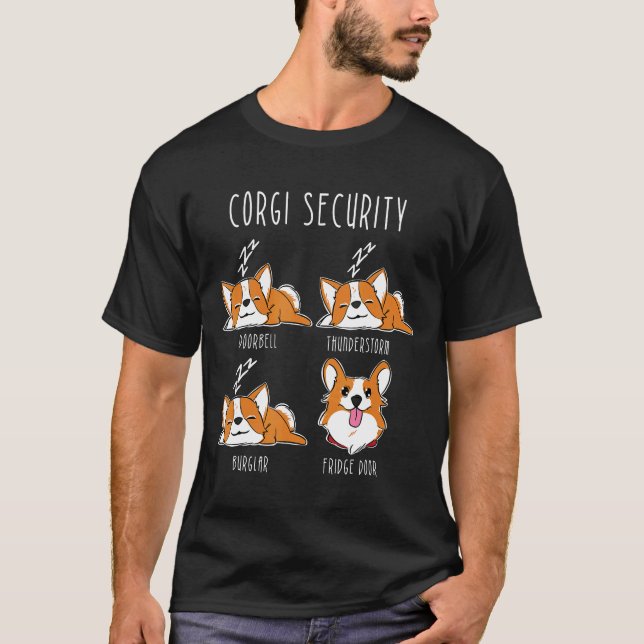 Corgi Sicherheit Corgi Hund Humor T-Shirt (Vorderseite)