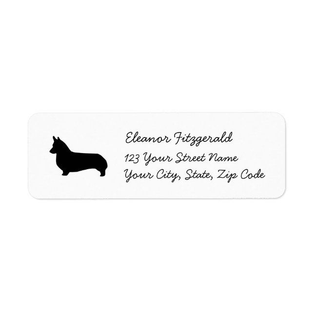 Corgi Silhouette Rücksendeadressen-Aufkleber - nie (Vorne)