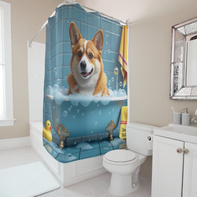 Corgi Sloppy Sleepy Niedlich Funny Duschvorhang (Beispiel)