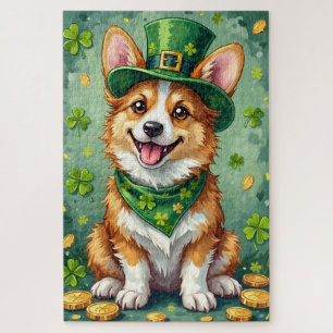 Corgi St. Patrick's Day Niedlicher Glückshund