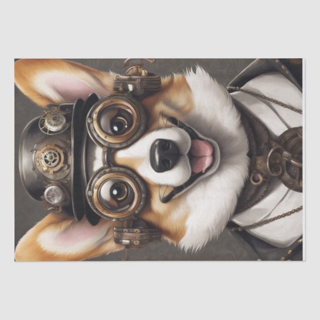 Corgi Steampunk Dreams: Eine mechanische Entkopplu Seidenpapier (Vorderseite)