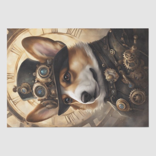 Corgi Steampunk Dreams: Eine mechanische Entkopplu Seidenpapier (Vorderseite)