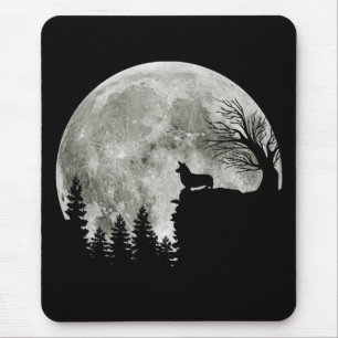 Corgi Stehend auf Mondschein Halloween Mousepad