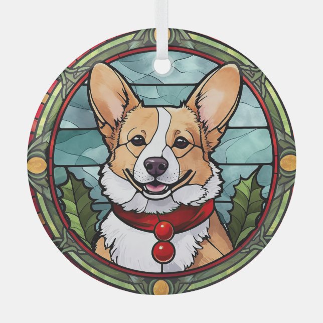 Corgi Stetti Glass Christmas Ornament Aus Glas (Vorderseite)