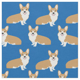 Corgi-Stoff - blaues Korgi-Stoffdesign Stoff