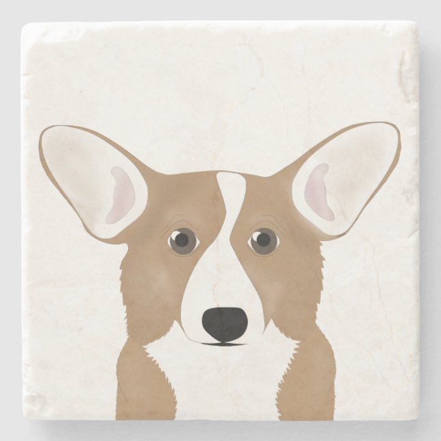Corgi Stone Untersetzer (Vorderseite)