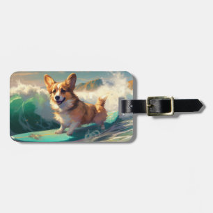 Corgi  Strand Surfen Malerei Gepäckanhänger