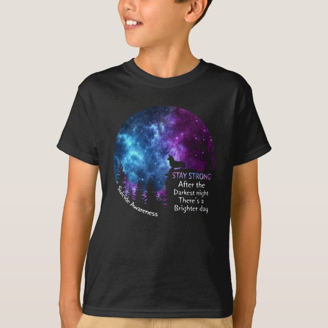 Corgi Suicide Awareness Bleibe Starke Dunkelste Na T-Shirt (Vorderseite)