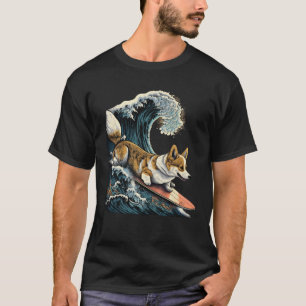 Corgi Surfing Kanagawa Japanisch Die große Welle T-Shirt