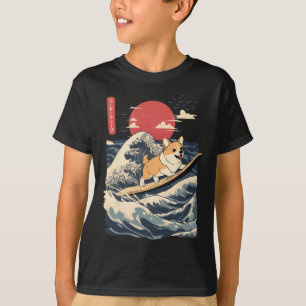 Corgi surft auf japanischer Welle _2 T-Shirt