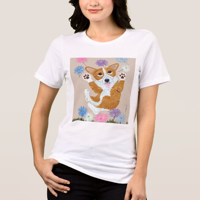 Corgi T-Shirt Tri-Blend Shirt (Vorderseite)