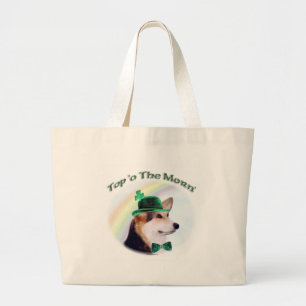 Corgi Top of the Morn'; Corgi St. Patrick's Day Jumbo Stoffbeutel