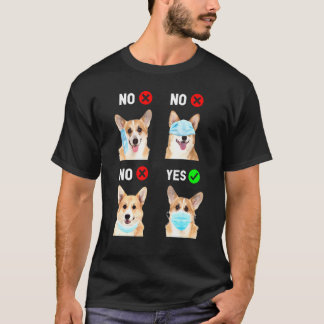 Corgi trägt Gesichtsmaske richtige soziale Distanz T-Shirt
