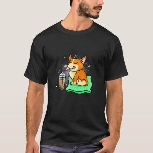 Corgi trinkt Boba-Tee Bubble Tea Hund T-Shirt